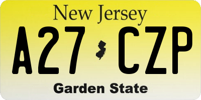 NJ license plate A27CZP