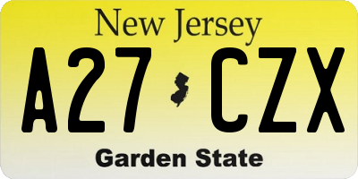 NJ license plate A27CZX