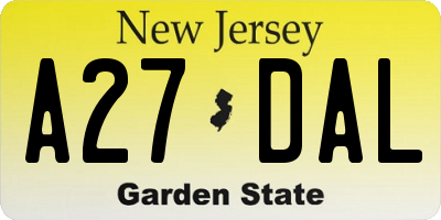 NJ license plate A27DAL