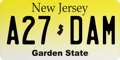 NJ license plate A27DAM