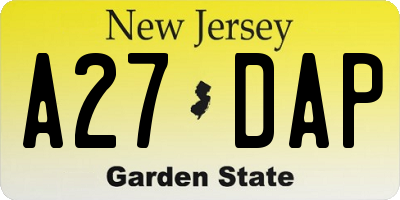 NJ license plate A27DAP