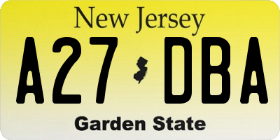 NJ license plate A27DBA