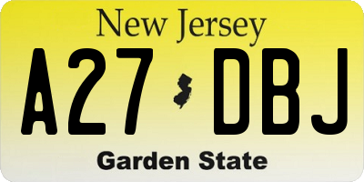 NJ license plate A27DBJ
