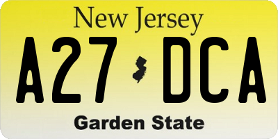 NJ license plate A27DCA