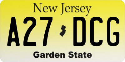NJ license plate A27DCG