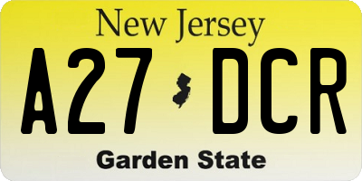 NJ license plate A27DCR