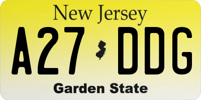 NJ license plate A27DDG