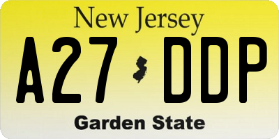 NJ license plate A27DDP