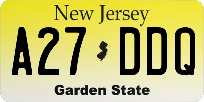 NJ license plate A27DDQ