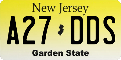 NJ license plate A27DDS