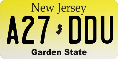 NJ license plate A27DDU