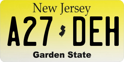 NJ license plate A27DEH