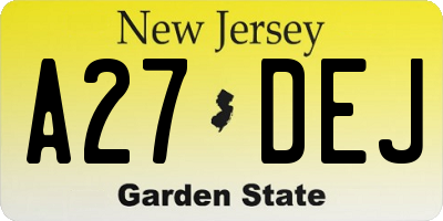 NJ license plate A27DEJ