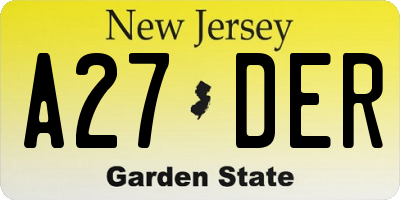 NJ license plate A27DER