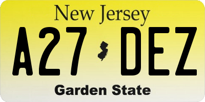 NJ license plate A27DEZ