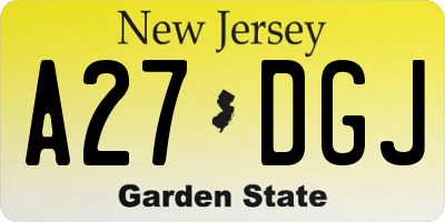 NJ license plate A27DGJ