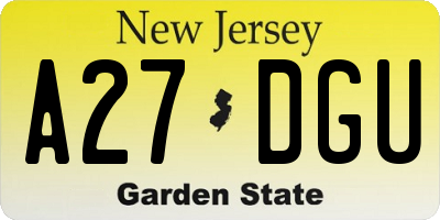 NJ license plate A27DGU