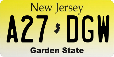 NJ license plate A27DGW