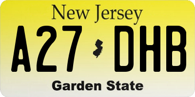 NJ license plate A27DHB