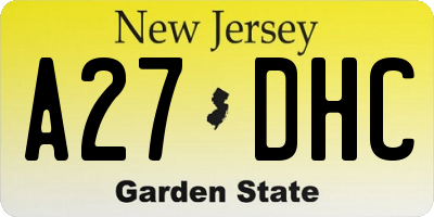 NJ license plate A27DHC