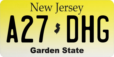 NJ license plate A27DHG