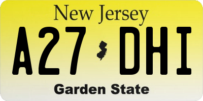 NJ license plate A27DHI