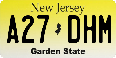 NJ license plate A27DHM