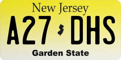 NJ license plate A27DHS
