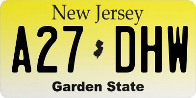 NJ license plate A27DHW