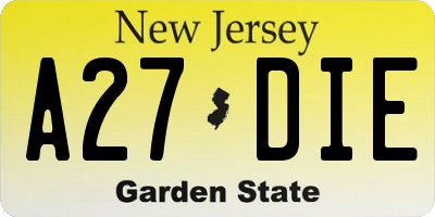 NJ license plate A27DIE