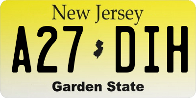 NJ license plate A27DIH