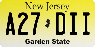 NJ license plate A27DII