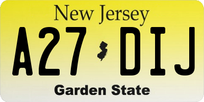 NJ license plate A27DIJ