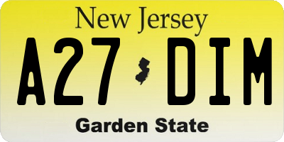 NJ license plate A27DIM