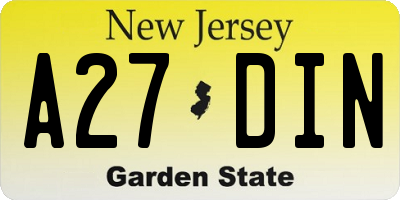 NJ license plate A27DIN