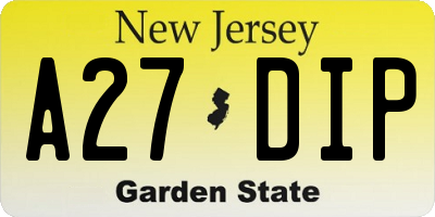 NJ license plate A27DIP