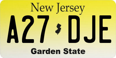 NJ license plate A27DJE