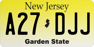 NJ license plate A27DJJ