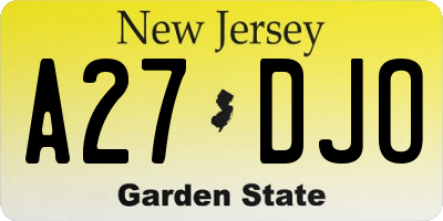 NJ license plate A27DJO