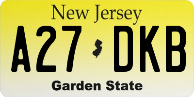 NJ license plate A27DKB