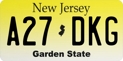 NJ license plate A27DKG