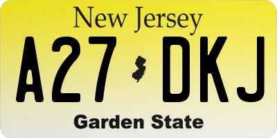 NJ license plate A27DKJ