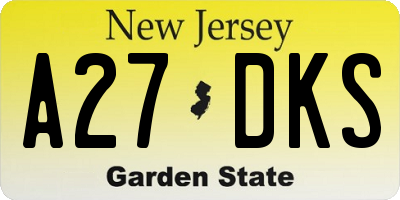NJ license plate A27DKS