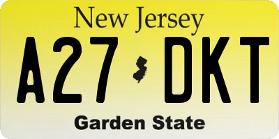NJ license plate A27DKT
