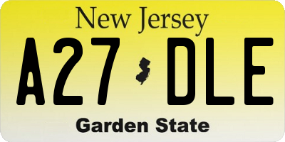 NJ license plate A27DLE