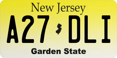 NJ license plate A27DLI