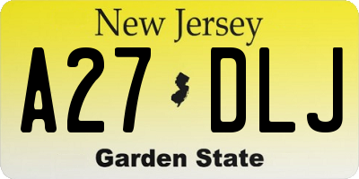 NJ license plate A27DLJ