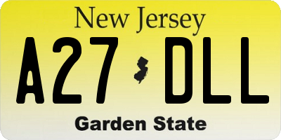 NJ license plate A27DLL