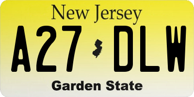NJ license plate A27DLW