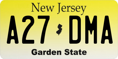 NJ license plate A27DMA